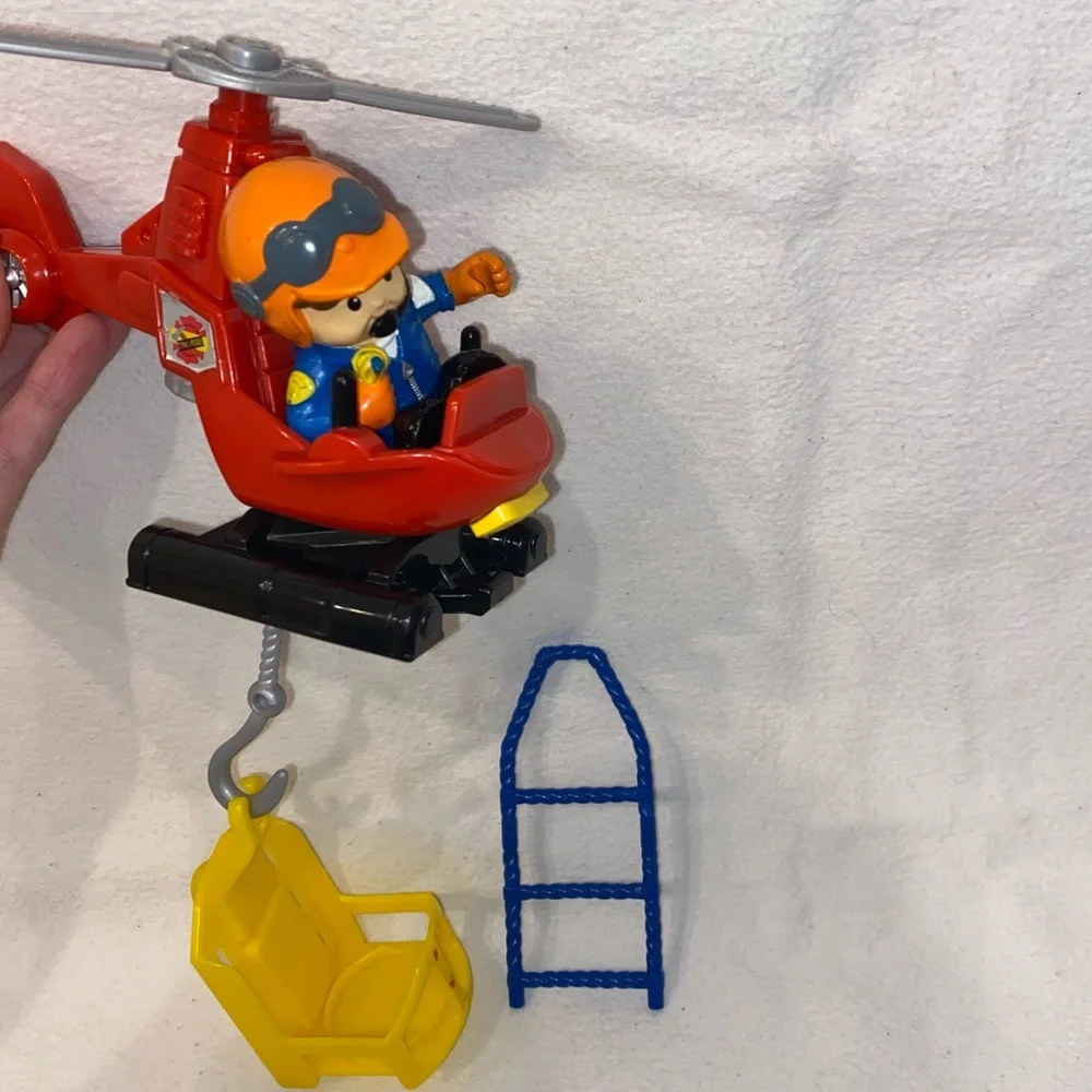 Little People Fire Rescue set , Drew, helicopter, basket, ladder